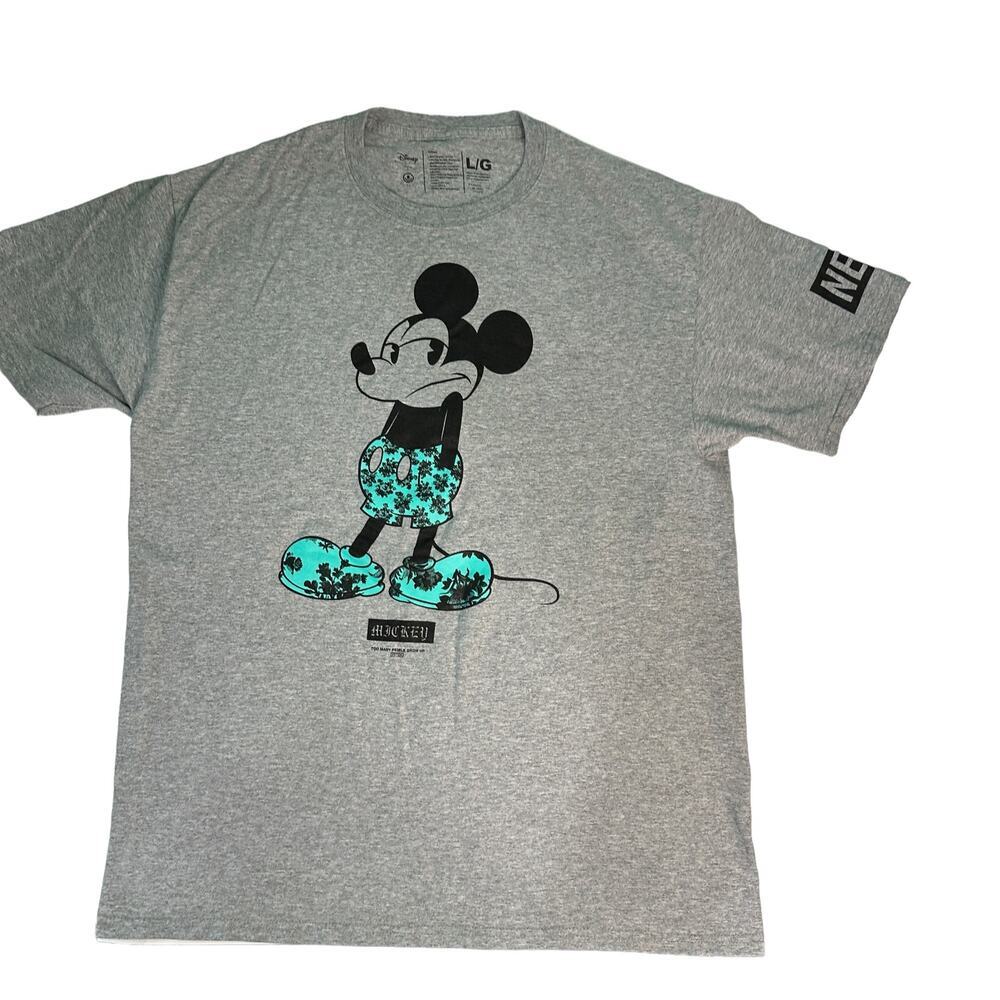 Disney Mickey Mouse Shirt Mens‎ Large Neff Too Many People Grow Up Gray Teal